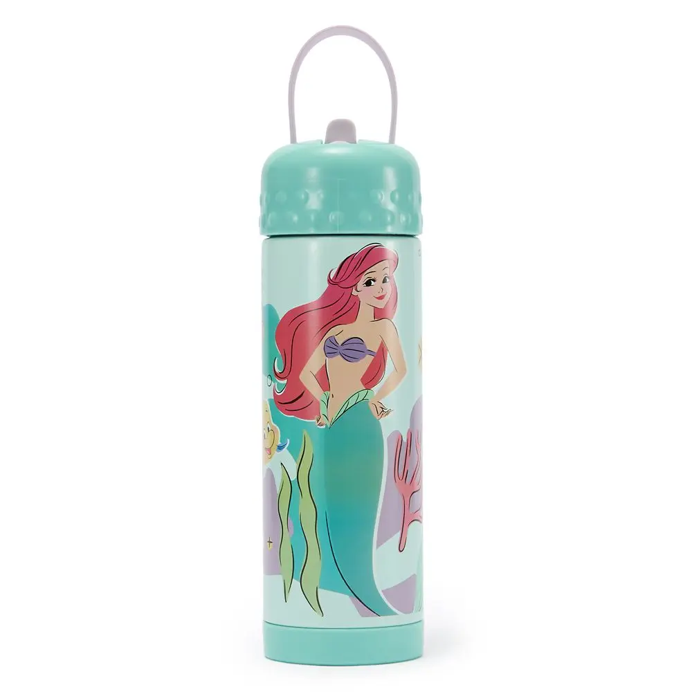 Disney Store The Little Mermaid 16 oz. Stainless Steel Water Bottle with Built-In Straw Disney Store The Little Mermaid 16 oz. Stainless Steel Water Bottle with Built-In Straw