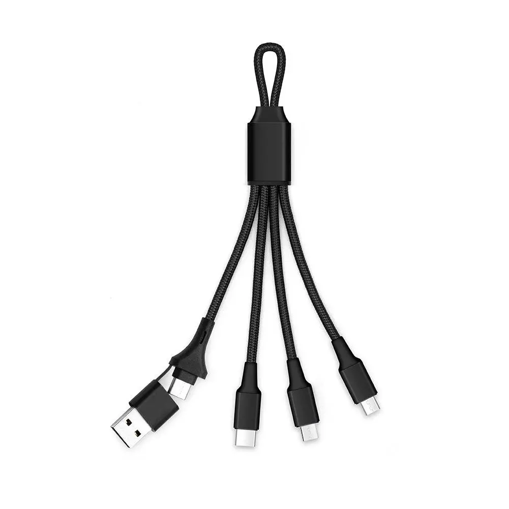 Unisex 15cm 3-In-1 USB Electronic Mobile Accessory Keychain Charger - 5V/2A Cord Shape Short Portable Cable, Daily Use Fashion Gift, Data & Charging Cable with Keyring Loop, Cellphone