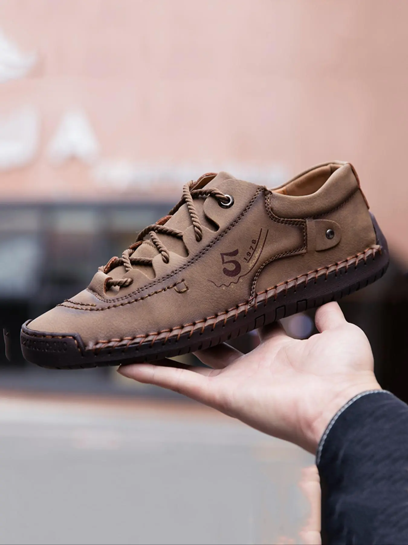 Men's Handmade Casual Shoes, Simple Digital Print Lace-Up Low-Top Trainers, Sneakers, Fashion Derby Shoes, Outdoor Hiking Walking Shoes, Sporty Casual Shoes