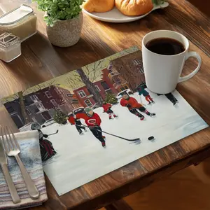 360 stand Youthful Hockey Themed Rectangular Handplacemat for Young Players, 14x18 in, Kitchen Tableware, Sports Bedroom Decor, CPPM1418H6FW4P