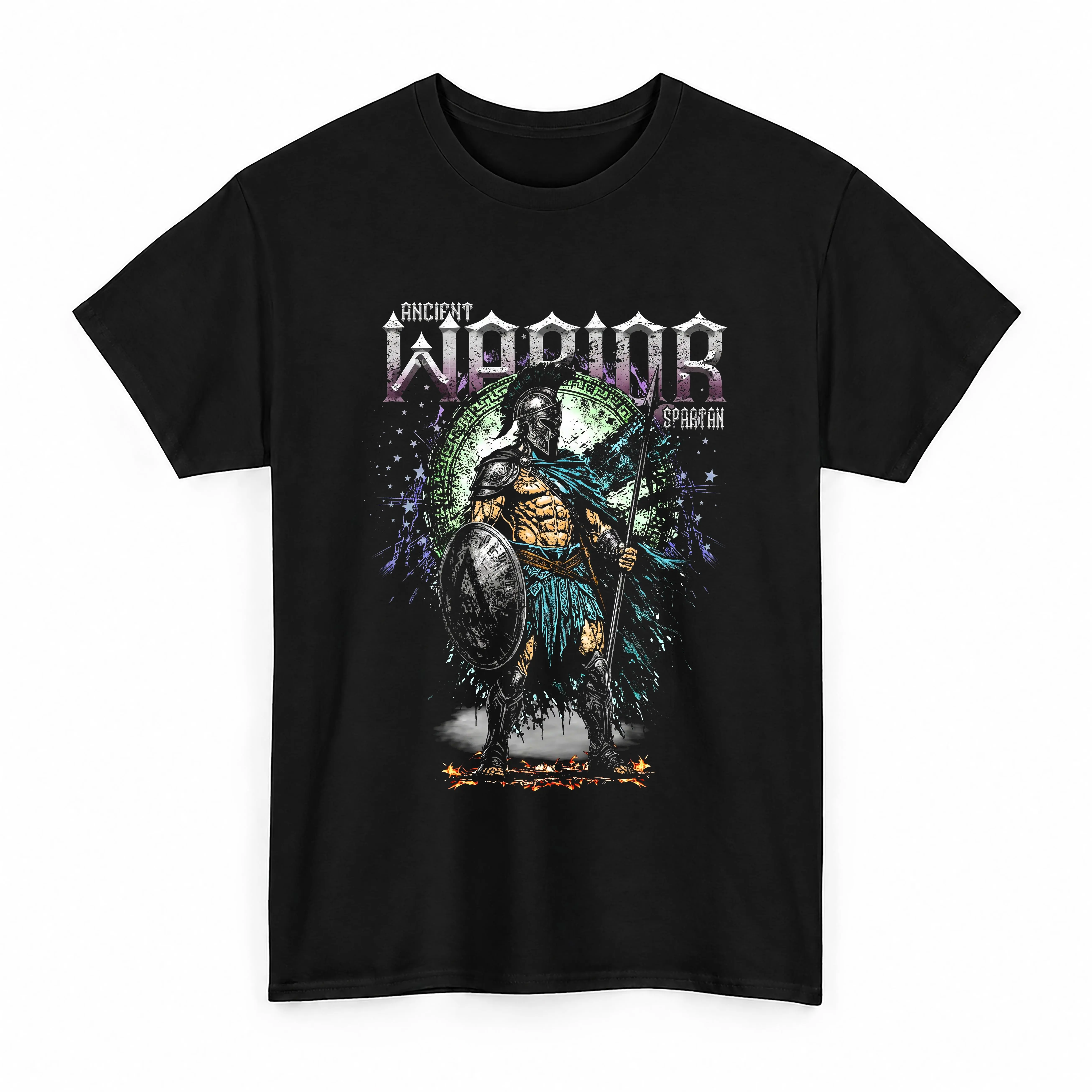 Ancient Spartan Warrior Graphic T-Shirt, Vintage Gladiator Style Tee, Gym Fitness Oversized Shirt