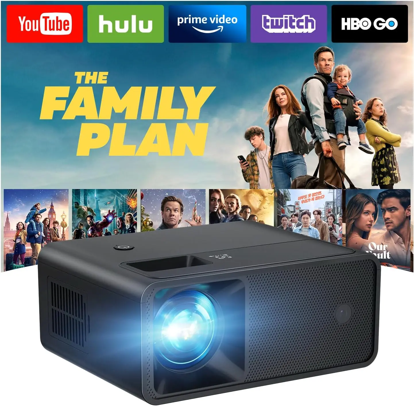 Mini Projector, Full HD 1080P Support Video Projector, Portable Small Movie Projector, Compatible with iOS/Android/Windows/TV Stick/Box/USB/HDMI