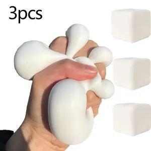 3counts Soft Cute Tofu Squishy Stress Balls, Autism Sensory Toys, Relieve Pressure and Anxiety, Suitable for Adults and Children