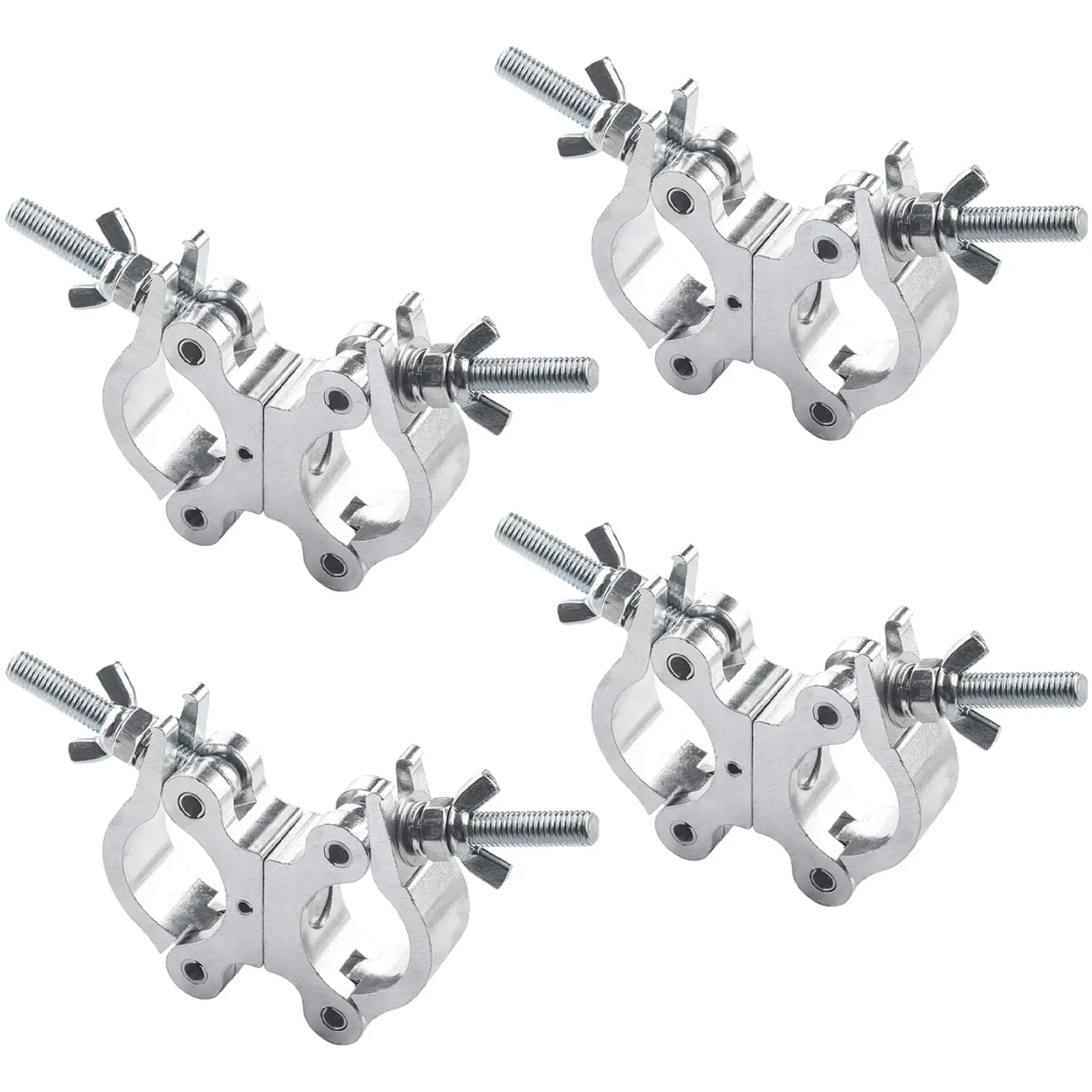 Heavy-Duty C-Clamps for Stage Lighting Truss & Scaffolding, 4 Pack Silver Twist-Paired Aluminum Clamps, Adjustable 40-52mm/1.57-2.05in, Durable Construction & Easy Installation Lighting Accessories
