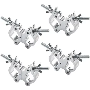 Stage Lighting Equipment & Accessories,Twist Paired Aluminum C‑clamp Scaffolding Heavy Duty Truss Clamps Adjustable 40-52mm/1.57-2.05 inches (4pack Silver)