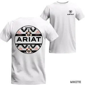 Ariat Logo T-Shirt  Western-Inspired Tribal Graphic, Unisex, Relaxed Fit, Short Sleeve, Machine Washable  Menswear. Streetwear. Casual & Vacation Outfit. Gift For Him