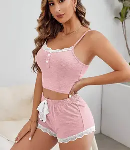 New arrival Summer Fashion Women's Pajamas Women's Suspenders shorts Lace sexy Suit Women's Homewear