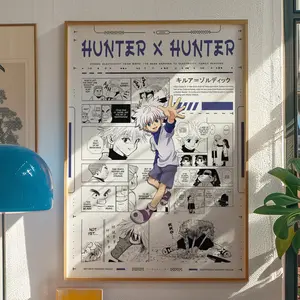 Manga Poster, Killua Anime Wall Decor, HunterxHunter Japanese Comic Art Print, Otaku Room Decoration, Gift For Fans