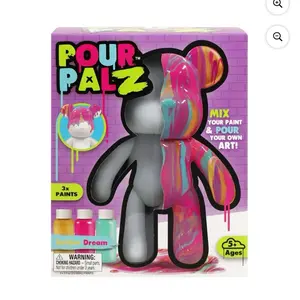 Pour Palz 9” Bear DIY & Pour Craft Kit for Kids Ages 5+ Paint Creativity Fun Activity Art Customizable Posable Figurine Non-Toxic Materials