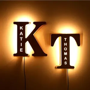 Custom Wooden LED Letter Lights, Personalized Name Night Light, Engraved Wood Wall Decor Lamp for Home & Gifts