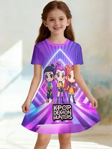K-Pop Demon Hunters Cartoon Dress, Child Stage Style Casual Dress, Fashion Outdoor Sports, Birthday Gift, Festival Gift