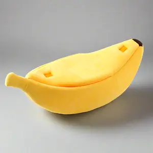 Premium Banana Cat Bed House with Soft Plush Cushion