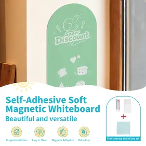Mint green paintable and writable soft magnetic arched set, self-adhesive Magnetic Board for easy installation - office/study notes, restaurant wall decoration - 15.72inch31.50inch