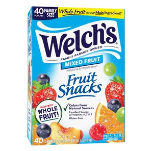 Welch's Mixed Fruit Snack Box - 40ct 0.8oz Packs, Gluten Free, Whole Fruit, Natural & Artificial Flavors, Stocking Stuffers, Vitamin C A E