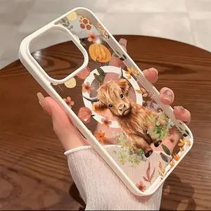 Premium Magnetic Phone Cases for iPhone11/12/13/14/15/16//17/Air/promax/Plus Highland Cow, Autumn Flowers & Pumpkin y2k cased MagSafe Ready, Anti-Fall, Springtok and Ultra-Thin Design |     Perfect for Everyday Use Protector Aesthetic Screen Protector