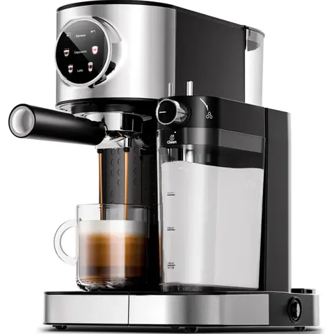 KISMILE Automatic Espresso Maker - 3-in-1 Professional Compact Form Coffee Machine with 20bar Pump, Dual Heating System, Single/Double Dose, Auto Froth Control, Descale Alert, 4-in-1 Drinks Capsule Compatibility