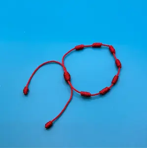 Bracelet 7 Lucky knots adjustable adult Red