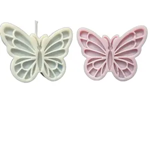Small Butterfly Candle Custom Colors - Pastel Pink and White Designs for Unique Decor