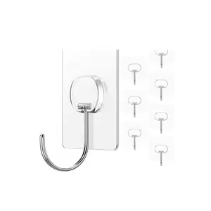 Heavy Duty Adhesive Wall Hooks 8 Pack – 13LB No Drill Transparent Waterproof Hooks for Bathroom, Kitchen, Towels & Coats
