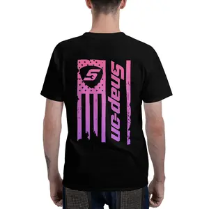 Men's Regular Fit Snap-on Flag Graphic Print Round Neck Short Sleeve T-shirt for Daily Wear