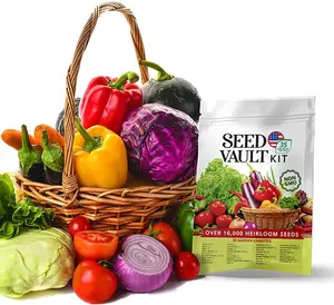 Seeds Vault Kit - 35 Vegetable Seeds Pack Over 16000 Seeds for Spring Fall Winter Gardening Survival Seed Vault for Preppers & Gardeners Gift for Men Women Non GMO