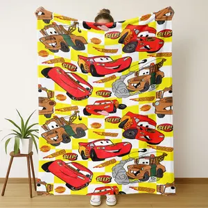 Car Theme Flannel Lightweight Throw Blanket, Soft Comfortable for Warm Naps, Home Office Travel Camping, Cozy Winter Accessory, Holiday Decoration