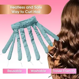 Heatless Hair Curlers Overnight Satin Headband with Adjustable Strap – No Heat Hair Curling Band, Reusable Washable Soft Hair Curler for Women & Girls, Travel Friendly Curling Headband