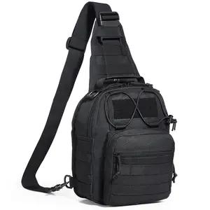 VEVOR Sling Bag,  10L  Rover Shoulder Sling Backpack with Molle Design and Multi-pocket,  600D Shoulder Bag Ideal for Caping, Hiking and Every Day Carry, Black