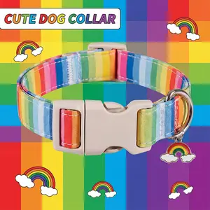Rainbow Cartoon Cloud Dog Collar, Adjustable Quick Release Buckle, Durable Breathable, Ideal Gift for Small/medium/large Dogs