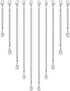 Necklace Extender 10 count Chain Extenders for Necklaces Bracelet,  Plated Stainless Steel Extension Chain for Women  Making