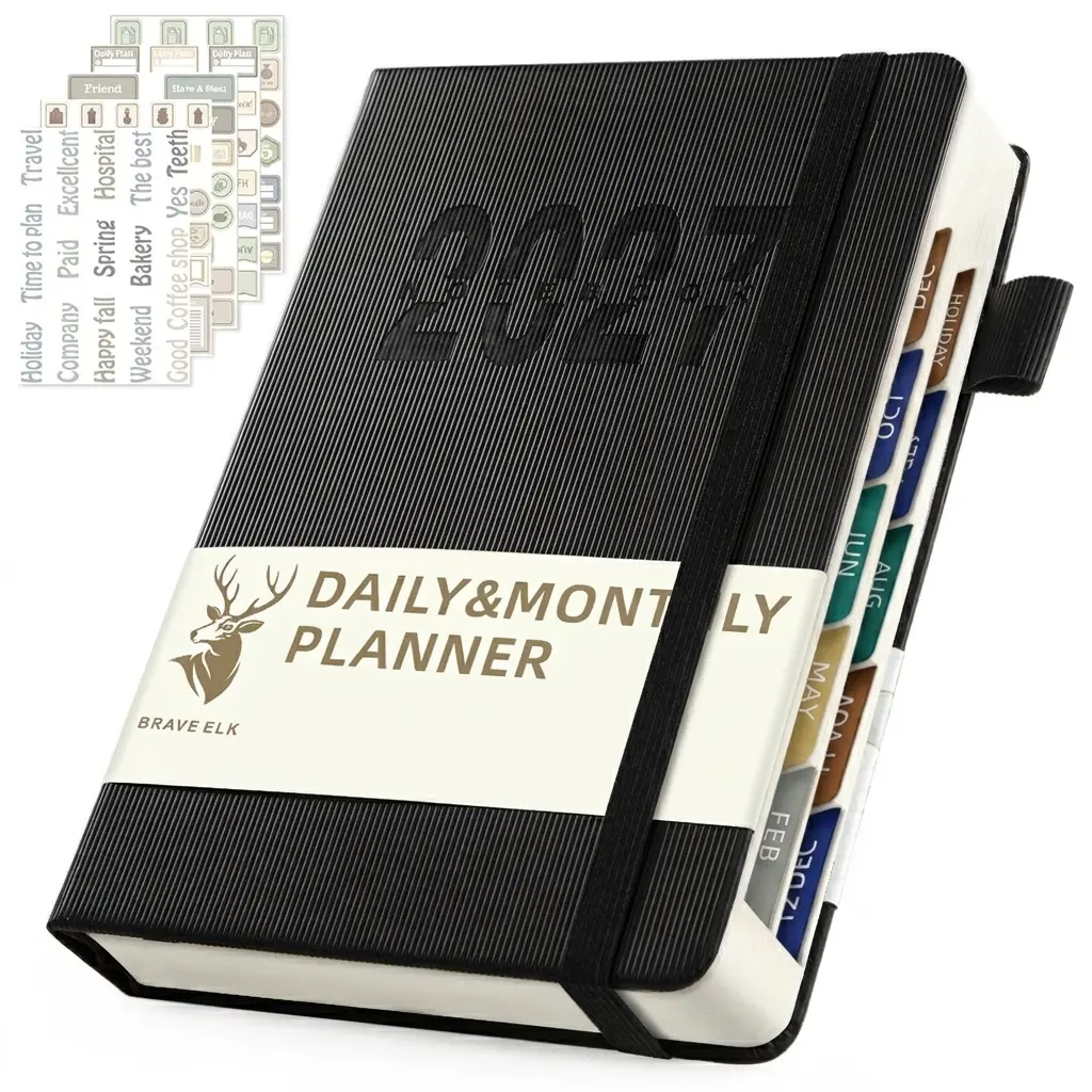 Weekly Planner 2027, Jan 2027 - Dec 2027 Calendar Year Planner with Soft Cover, 80GSM Paper, A5 (5.7" x 8.3"), Daily Agenda Book for Women/Men, School Office Supplies, With Planning Stickers