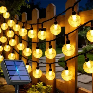 Solar Fairy String Lights, Outdoor Color-Changing Crystal Ball Lamp Strings, 12 Light Modes, LED RGB Fairy Lights for Garden, Party, Wedding