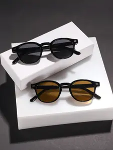 High-Quality Casual Round Frame Sunglasses, Trendy Sunglasses, Colorblock Design, UV Protection, Lightweight Durable, Perfect for Street Style & Daily Wear