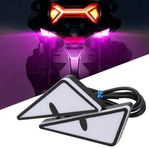 2pcs Motorcycle LED Devil Eye Warning Lights, Car and Motorcycle Decoration Light Accessories, Fashion Tail Light Upgrade Kit