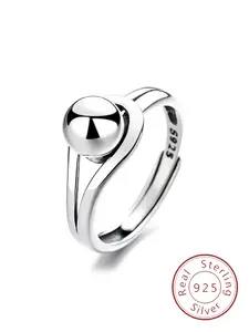 925 Sterling Silver Simple Fashion Ball Design Ring, Geometric Design Ring, Adjustable Ring, Polished Rings, Fashion Jewelry Accessories for Women & Men