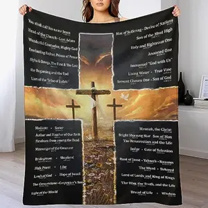 Christian Cross Bible Verse Flannel Blanket - Religious Inspirational Gift for Women & Men, Soft Plush Flannel, 280GSM, Jesus Scripture Faith Throw Blanket, Winter Warm Cozy Blanket