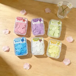 300pcs(3Boxes/set) Random Color Travel Paper Soap Sheets,Mini Flower Shape Disposable Paper Soap,fruit fragrance,Aroma,Flakes Portable Scented Sheet For Travel Hand Soap Indoor Outdoor Camping Hiking,Kids,Mother's Day,Great Gift, User Friendly