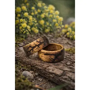 Acacia Wood Ring – Fractal Burn Non-Metal Wedding Band