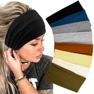 Wide Headbands For Women Stretch Boho  Bands Large Turban Sweatbands Workout Yoga Running Hairband,Pack of 8