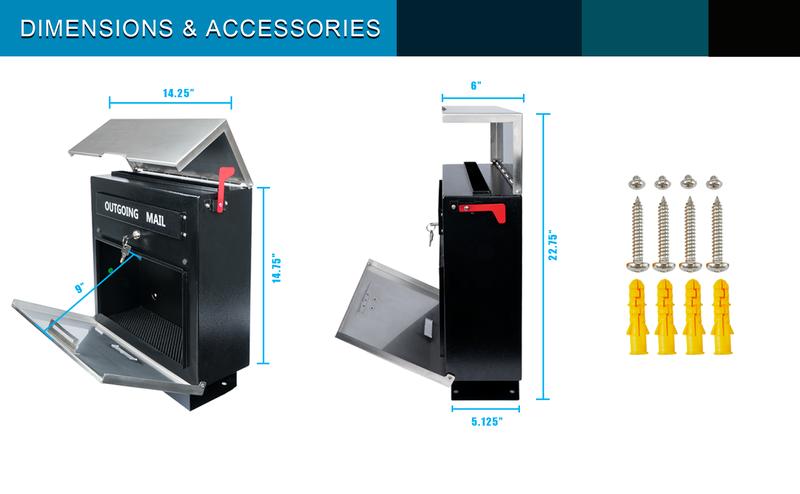 D23-H - Stainless Steel Mailbox for Walls, Heavy Duty Wall Mounted Mailbox with Newspaper Holder - 14.25'' x 6'' x 17.25'' Silver Rust Proof Steel Dropbox