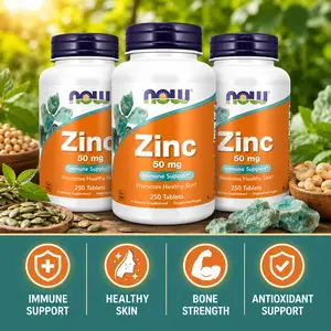 Zinc Gluconate 50mg Tablets, Supports Immune Health & Essential Enzyme Functions, Daily Mineral Supplement, 250 Tablets