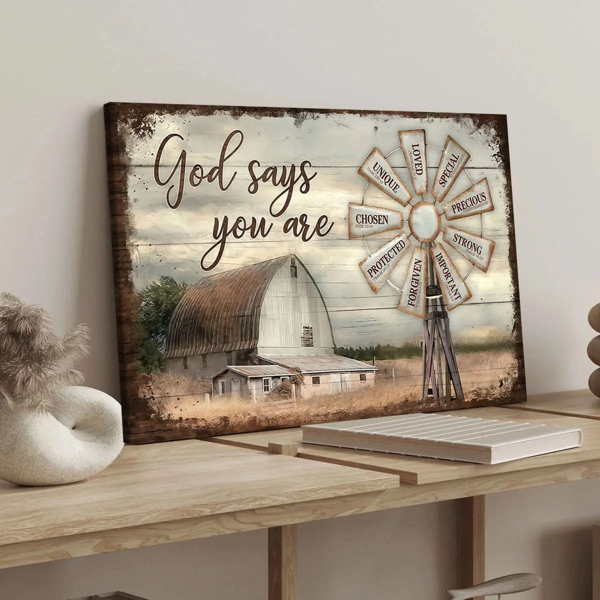 1 Count wood frame canvas, Barn Windmill Inspirational Poster, Fashion poster, Exquisite bedroom mural, Modern art Decoration, suitable for corridor wall decoration, ideal gift, waterproof, print, Decoration Items, Canvas Art And Prints For Walls