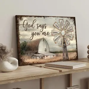 1 Count wood frame canvas, Barn Windmill Inspirational Poster, Fashion poster, Exquisite bedroom mural, Modern art Decoration, suitable for corridor wall decoration, ideal gift, waterproof, print