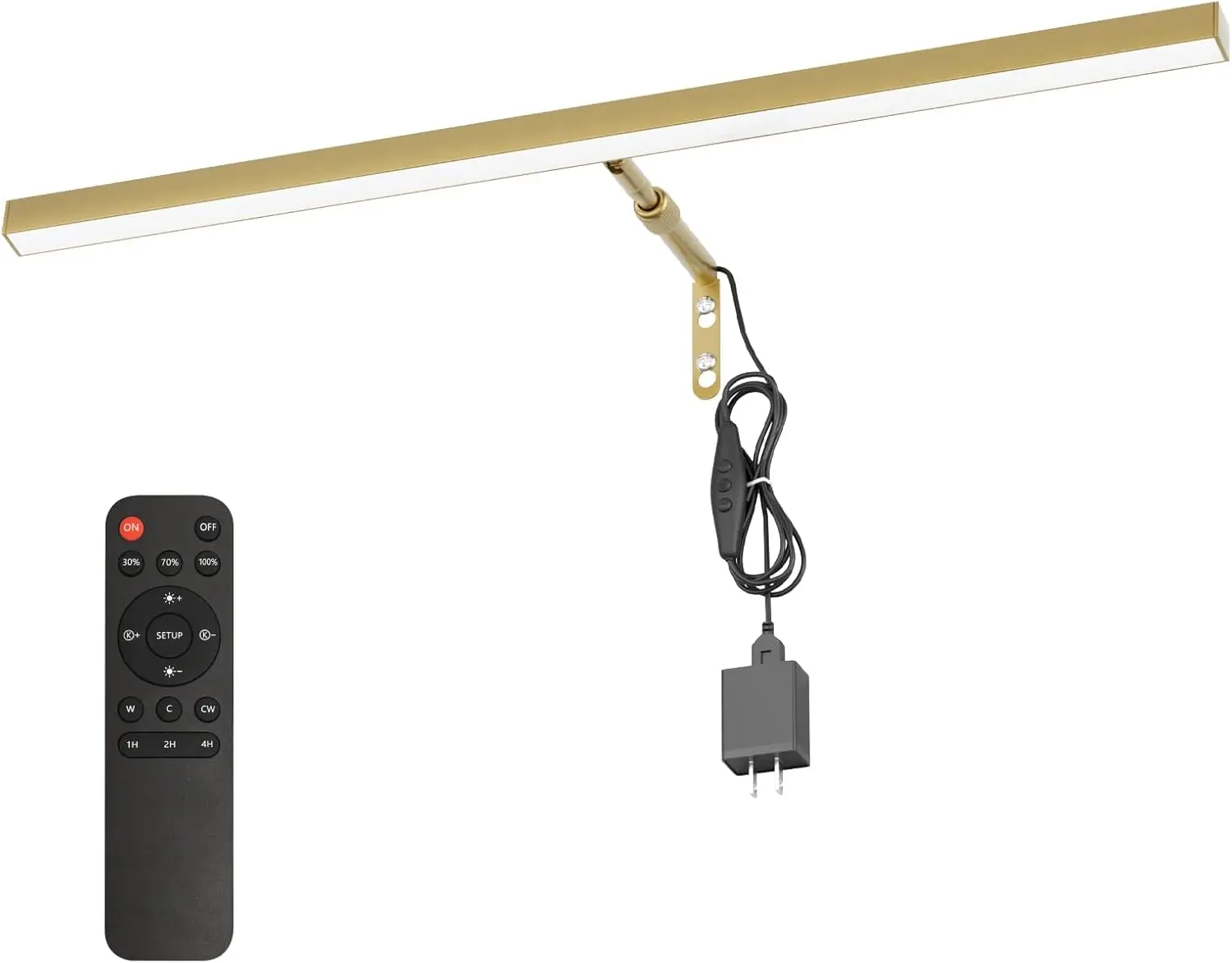 24" Plug in Picture Light for Paintings with Remote Control, 9W LED Art Display Lighting for Gallery, Dartboard, Artwork, Gold Finish Wall Mounted Picture Frame Light