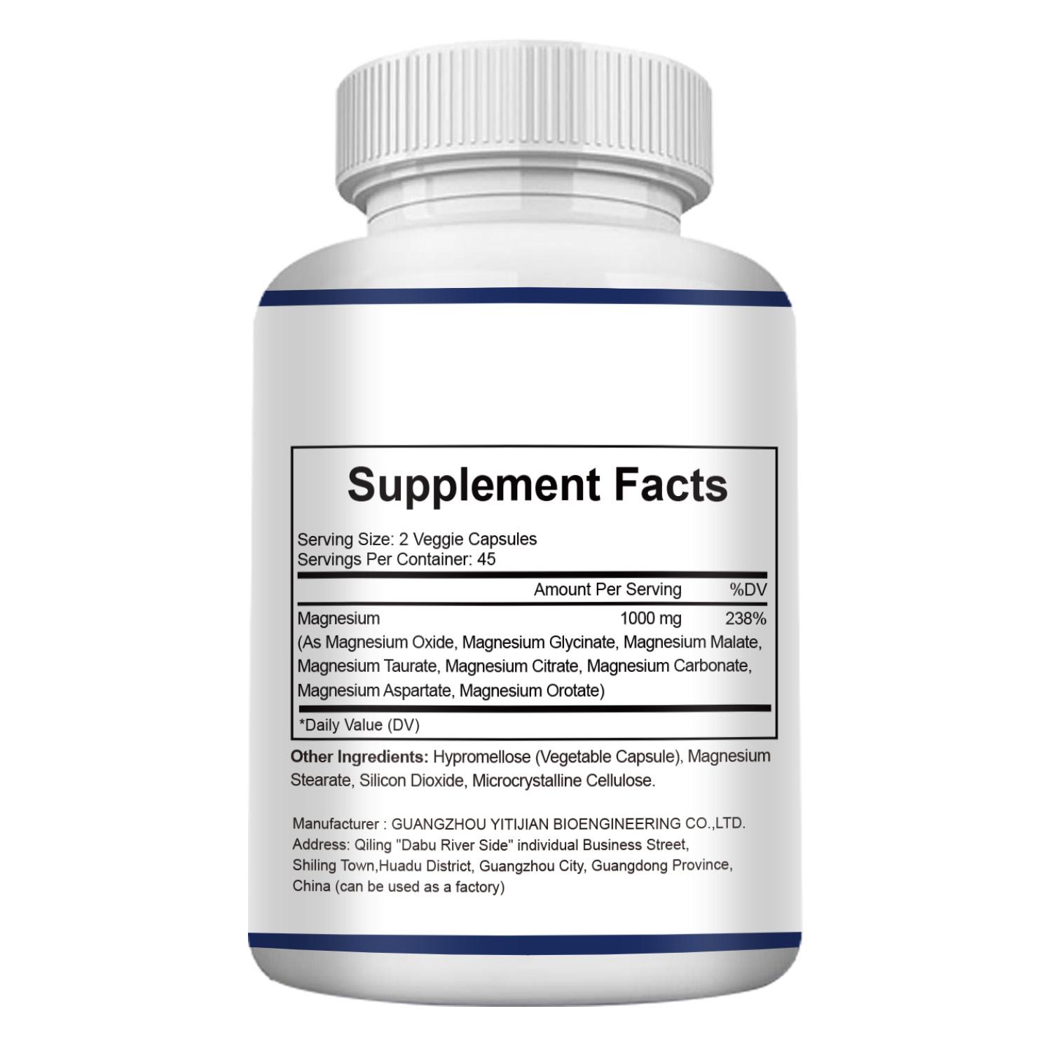 8 Essential Magnesium Complex 1000mg-Supplement with Glycinate Citrate Malate Oxide Taurate Aspartate Orotate, Vegan Capsules for Muscle, Heart, and Relaxation Support,Dietary Supplement for Hair Health Digestive Detox &Cortisol Balance Mothersdaygift ﻿