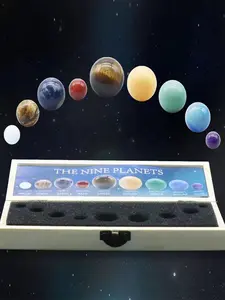 Natural Stone Planets Ball Set, Planets Ball with Storage Box, Space Themed Natural Stone Decoration, Home Classroom Decorations, Perfect Gift for Friends