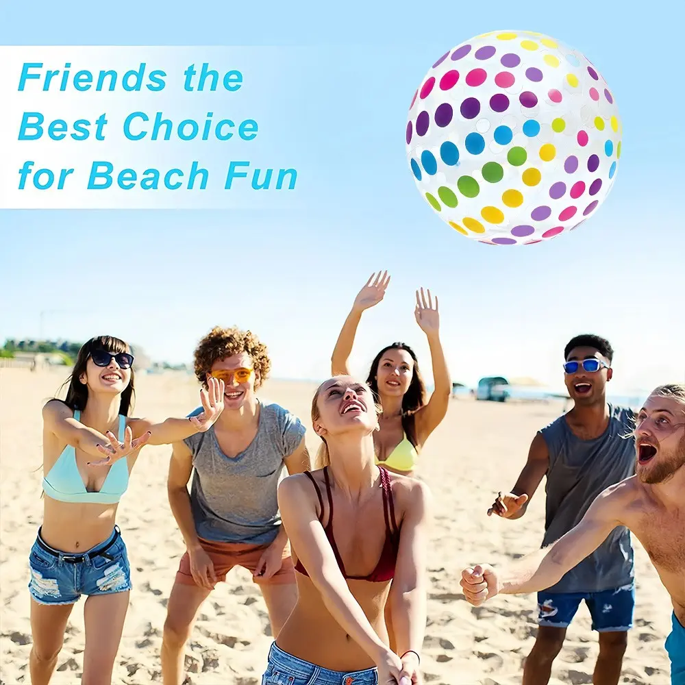 Inflatable Beach Ball 40 Cm Polka Dot Summer Pool Disco Ball with Colorful Confetti Floating Toy Decoration for Wedding Outdoor Birthday Party Gift Pool Floaties