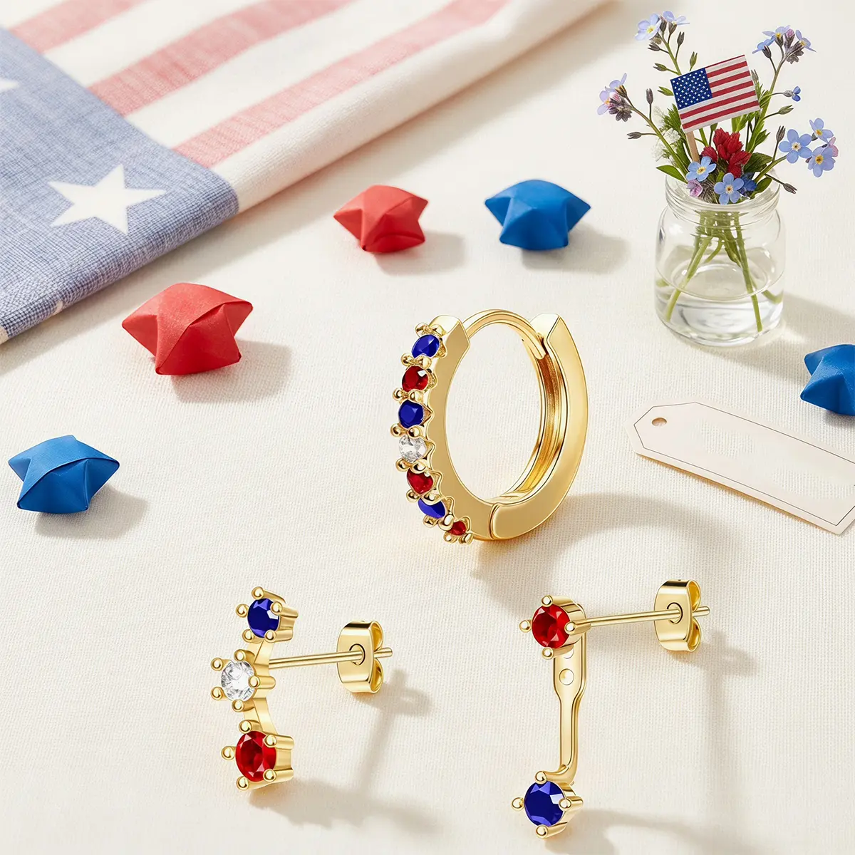 3PCS Women'S Patriotic American 4th of July Earrings  - Red White Blue Color Jewelry - Independence Day, ThanksgiviMother'S Day Gift, American Flag Earrings, Durable Jewelry, Vibrant Colors