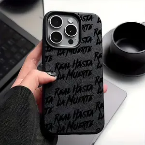 Rapper Real Hasta La Muerte Phone Case Suitable for iPhone 17, 16e, 16, 15, 14, 13, 12, 11 Pro Max, Air X, XR, XSMAX, 8, 7 Plus - Shockproof Soft Back Cover Couple Gift, Cute Phone Case With Charm And Keychain, A Stylish New Solid Color Vintage Phone Case