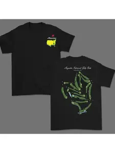 Augusta National Golf Course Map Print T-Shirt — Unisex, Vintage Style, Breathable Fabric Athletic Top, Masters Tournament Theme Tee